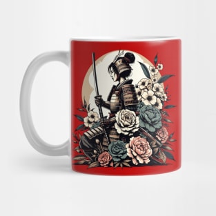 Samurai woman with flowers Mug